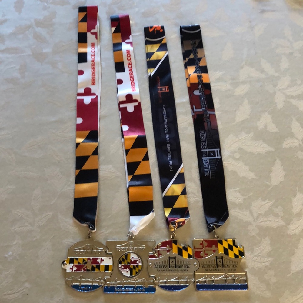 4/5 medals from across the bay 10 k. Bay bridge race medal